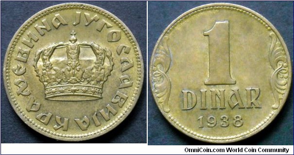 Yugoslavia 1 dinar.
1938