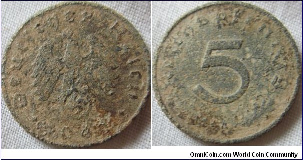 1940 A 5 pfennig.
