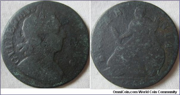 1699 halfpenny, low grade