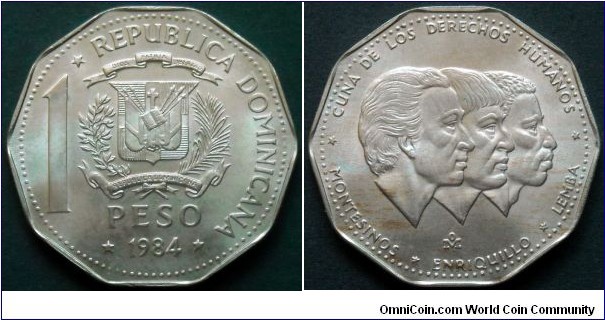 Dominican Republic 1 peso.
1984