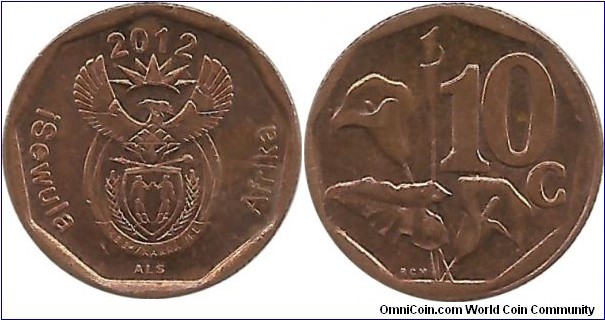 SouthAfrica 10 Cents 2012-Ndebele (Copper, Bronze or clad)