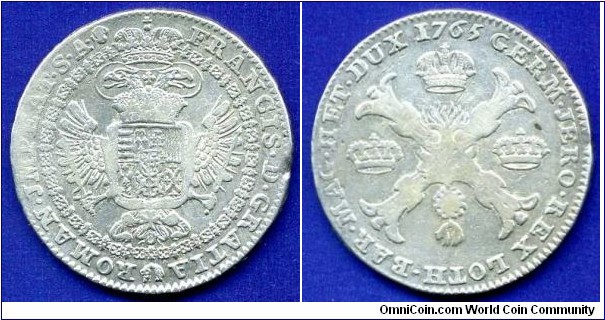 Kronenthaler (Brabant's Thaler).
Austrian Netherlands.
Franc I Stephan (1745-1765), von Habsburg, Emperor of Holy Roman Empire.
Coin with an error in the title.
Brussel mint.
Mintage 2,696,913 units, including Kronenthalers with name of a Maria Theresia.


Ag875f. 29,22gr.