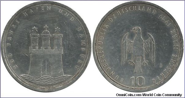 Germany-West 10 DeutscheMark 1989J