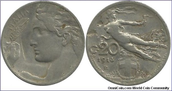 Italy-Kingdom 20 Centesimi 1914