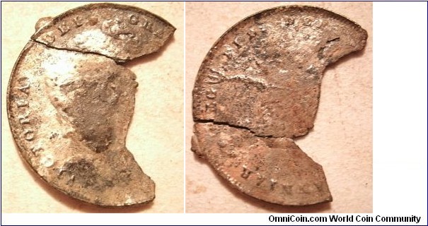 Unknown Date : Victoria Young head half penny. 
Broken and brittle due to controlled burns in location found.