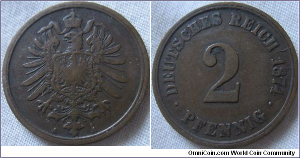 1874 A 2 pfennig