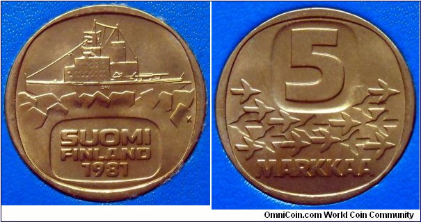Finland 5 markkaa from 1981 mintset.