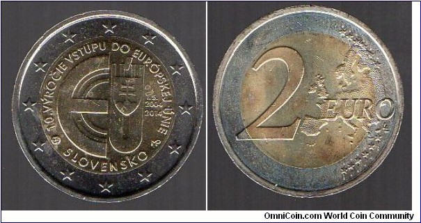 2 euro 10 Years of Slovakian Membership in European Union