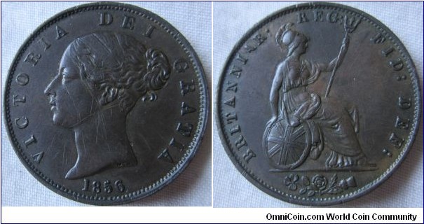 1856 halfpenny EF details scratches on Obverse