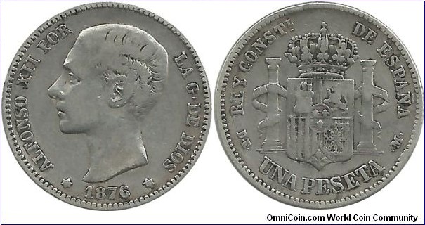 Spain 1 Peseta 1876