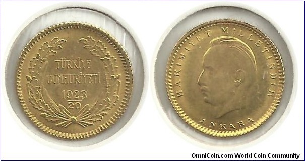Türkiye 25 Gold Kuruş 1943
