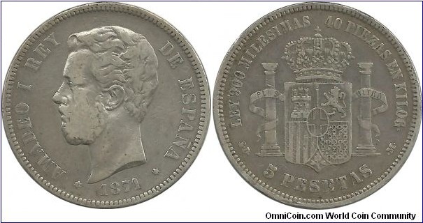 Spain 5 Pesetas 1871(71)