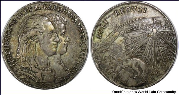 Italian States - Naples and Sicily, Ferdinando IV (1759-1805), Piastra da 120 Grana. Good very fine.