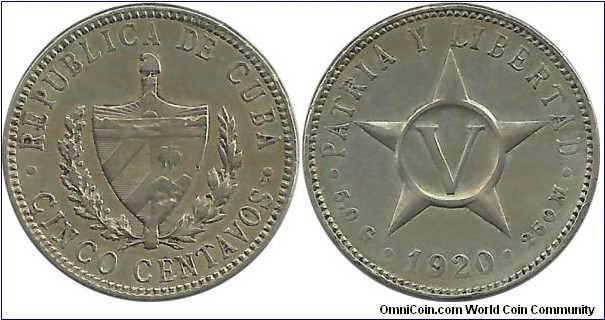 Cuba 5 Centavos 1920