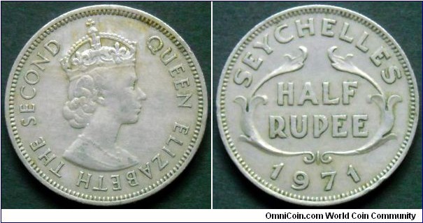 Seychelles half rupee.
1971