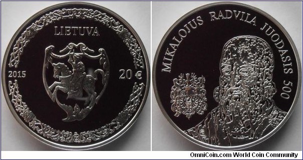20 Euro - 500 years of the birth of Nicolas Radziwill - 28.28 g 0.925 silver Proof - mintage 3,000