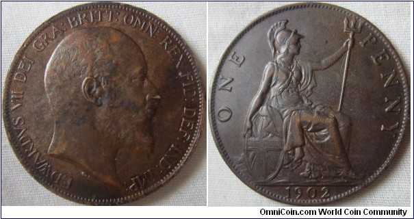 1902 penny EF grade