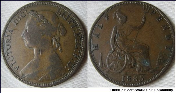 1885 halfpenny aF