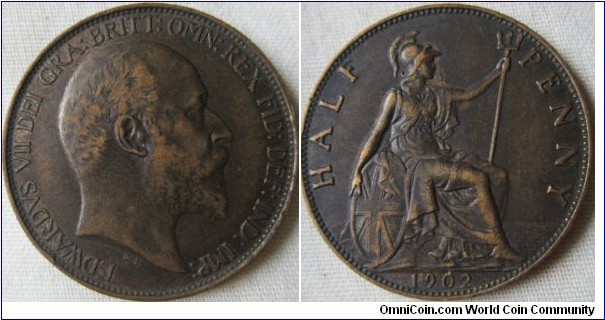 1902 halfpenny almost EF