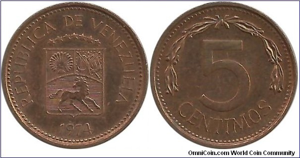 Venezuela 5 Centimos 1974(w)