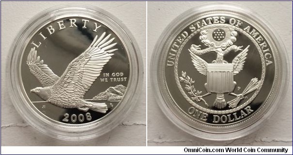 1 Dollar. Bald Eagle Commemorative Coin Program. 26.73 gr 90% silver, 500.000 mintage