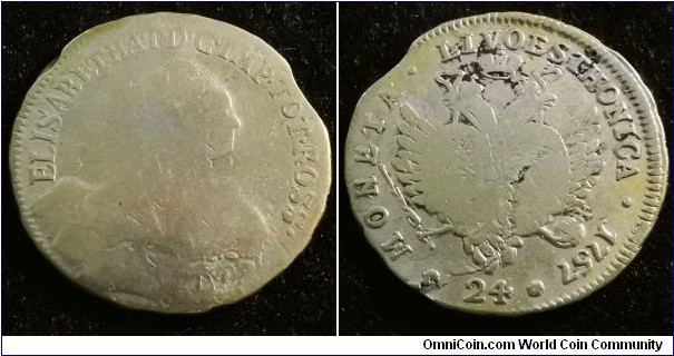 Russia Livonia 1757 24 kopek. Unusual denomination. Weight: 6.19g