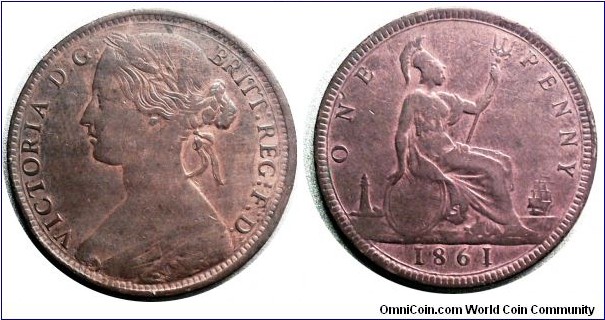 Unlisted 1861 Bronze Penny Last 1 over lower 1