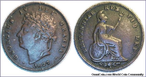 1/3 farthing S of GEORGIUS Struck over unknown letter