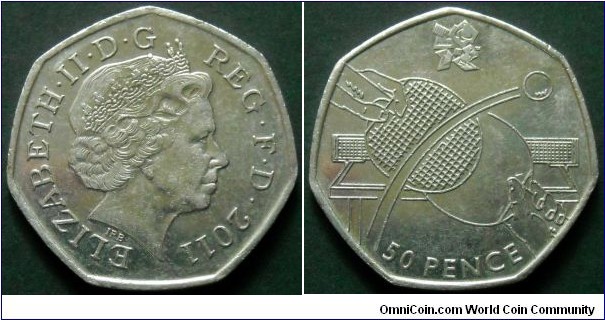 United Kingdom 50 pence.
2011, London Olympics 2012. Table Tennis.