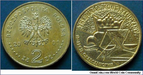 Poland 2 złote.
2001, 15th Anniversary of the Constitutional Court.