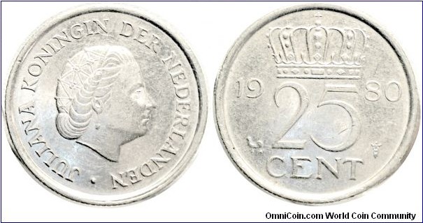1980 25 cents 3grm. 19mm nickel