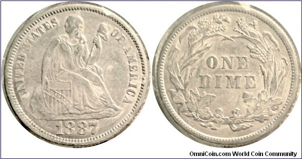 1887 seated liberty dime