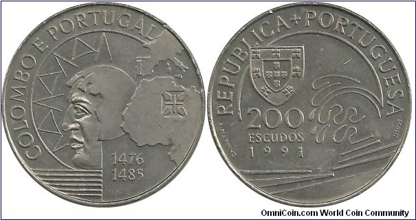 Portugal 200 Escudos 1991-Colombus and Portugal
