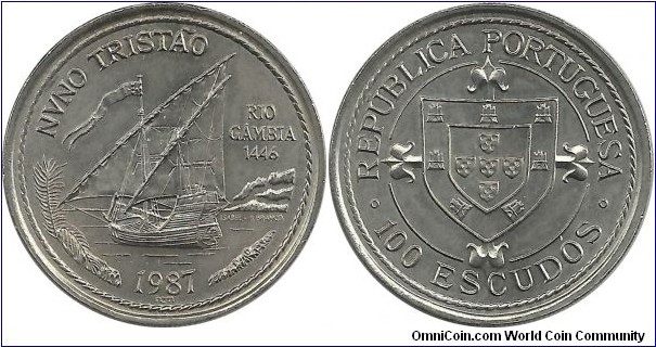 Portugal 100 Escudos 1987-Nuno Tristao