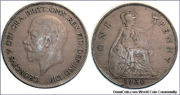 George V Bronze Penny 1930 better date VF