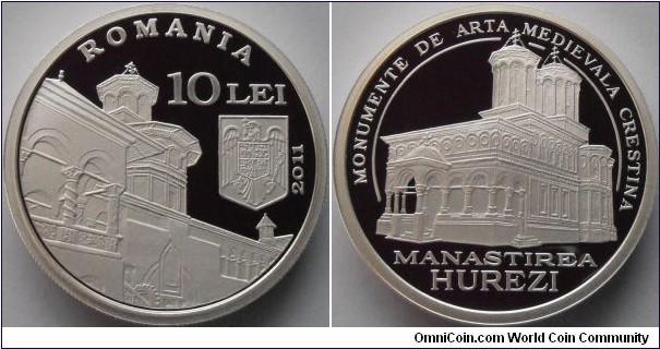 10 Lei - Medieval Art, Hurezi monastery - 31.1 g 0.999 silver Proof - mintage 500 pcs only