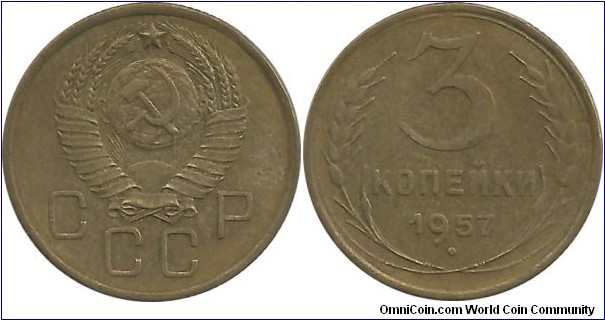 CCCP 3 Kopek 1957