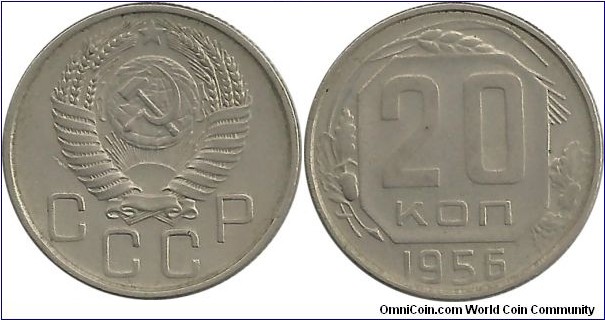 CCCP 20 Kopek 1956