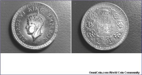 Prooflike Obverse George VI .500 Silver Rupee (unlisted) 