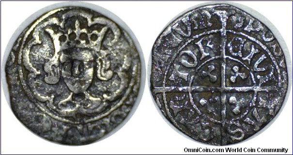 Halfgroat Edward IV Canterbury. C on breast for Archbishop Bourchier mm Rose 1gm 17mm clipped