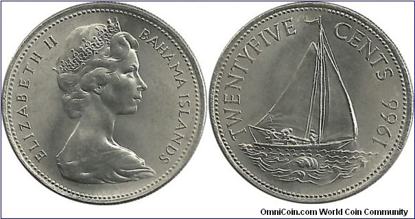 Bahama Islands 25 Cents 1966