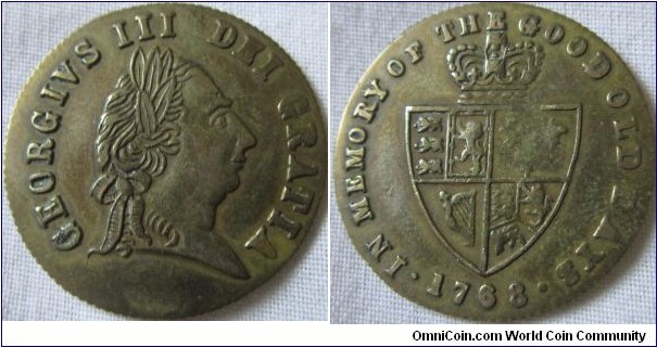 1768 brass guinea token
