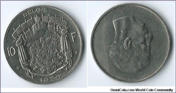 1974 Belgium 10 Francs Dutch Legend