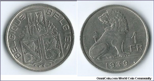 Belgium - 1 Franc - 1939