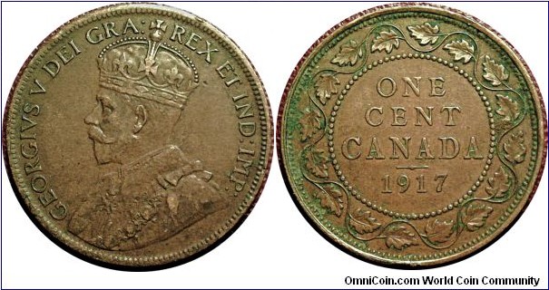 1917 large bronze cent Aef 