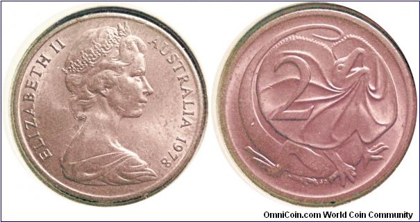 2 cents 1978 Australia.5g.21.5mm bronze unc MS63+