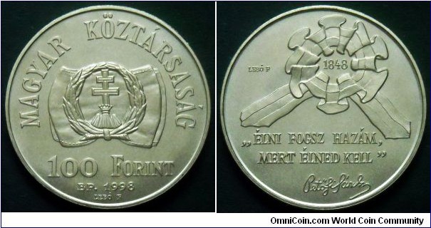 Hungary 100 forint.
1998, Revolution of 1848 - Spring of Nations.