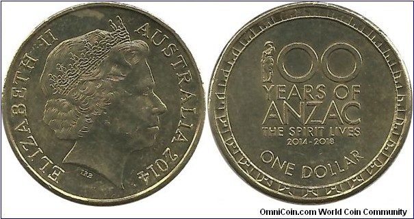 Australia 1 Dollar 2014-ANZAC