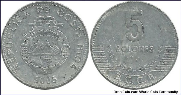 CostaRica 5 Colones 2005 -Al-