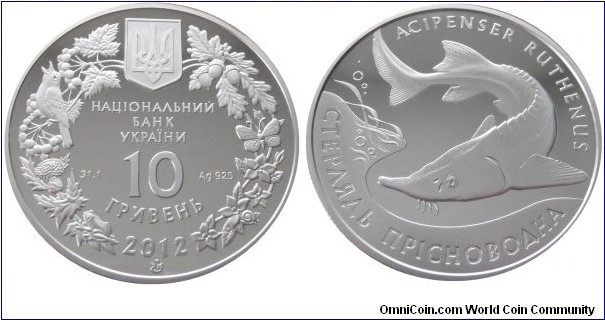 10 Hryvnia - Sterlet - 33.74 g 0.925 silver Proof - mintage 7,000